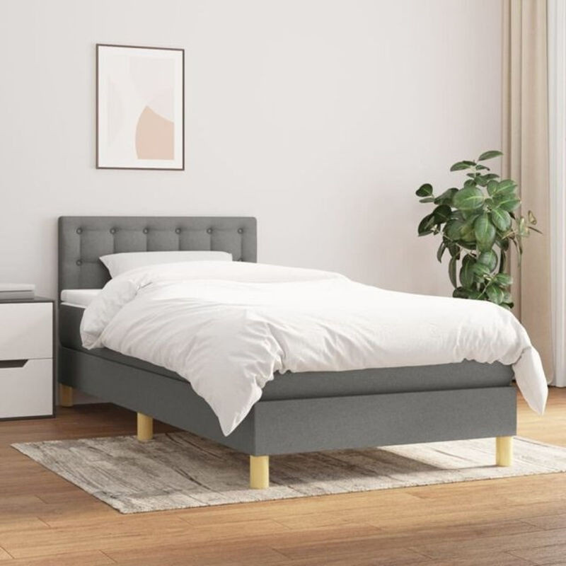vidaxl Boxspringbett mit Matratze in Grau aus Stoff B/T/H: 80 x 200 x 78 cm - Bild 1