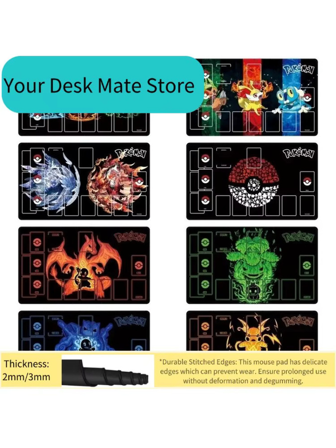 Potdemiel Pokemon Black Starter Pokemon Silhouette Spielmatte, rutschfestes Gaming-Mauspad in Schwarz - Bild 4