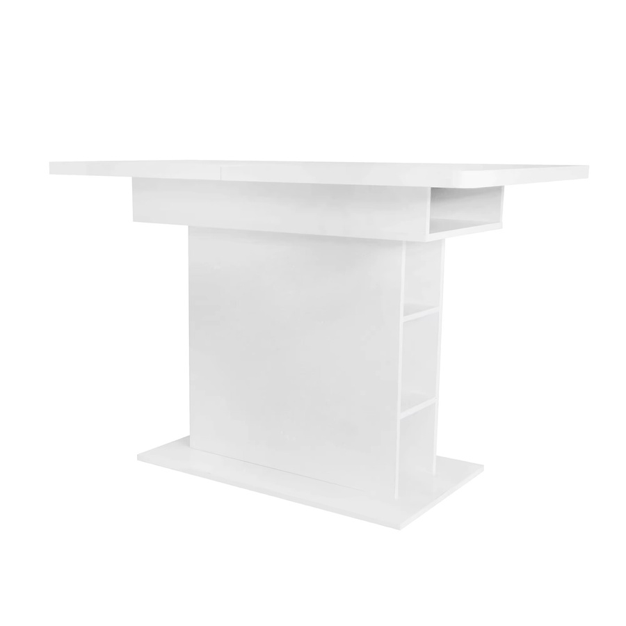 Svintora Ausziehbarer Esstisch in Weiß, Moderner Rechteckiger Metalltisch mit Stauraum für Esszimmer, Wohnzimmer und Küche - Bild 3