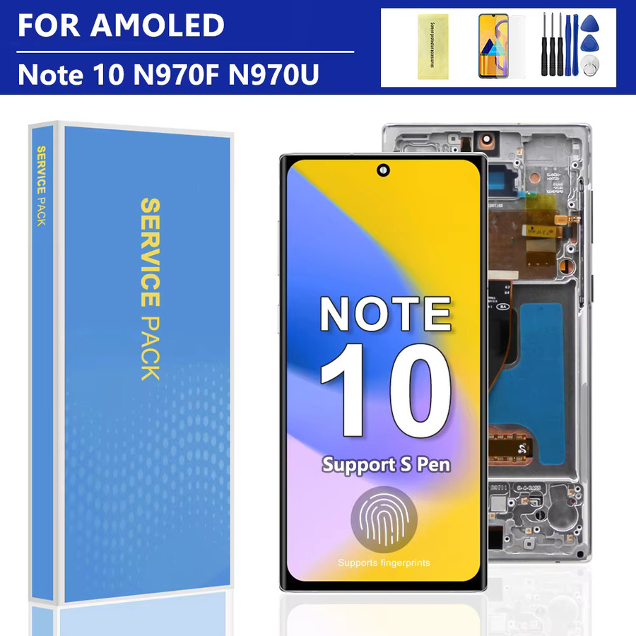 Samsung Note 10 N970 SM-N970F OLED Display mit Rahmen und LCD Touch Screen Digitizer in Schwarz - Bild 1