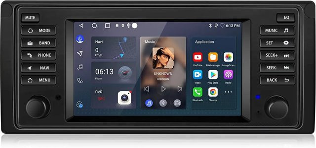 Junsun Autoradio mit Bluetooth in Schwarz für BMW 5er E39, X5 E53 und E38 mit 7,0 Zoll Display - Bild 1