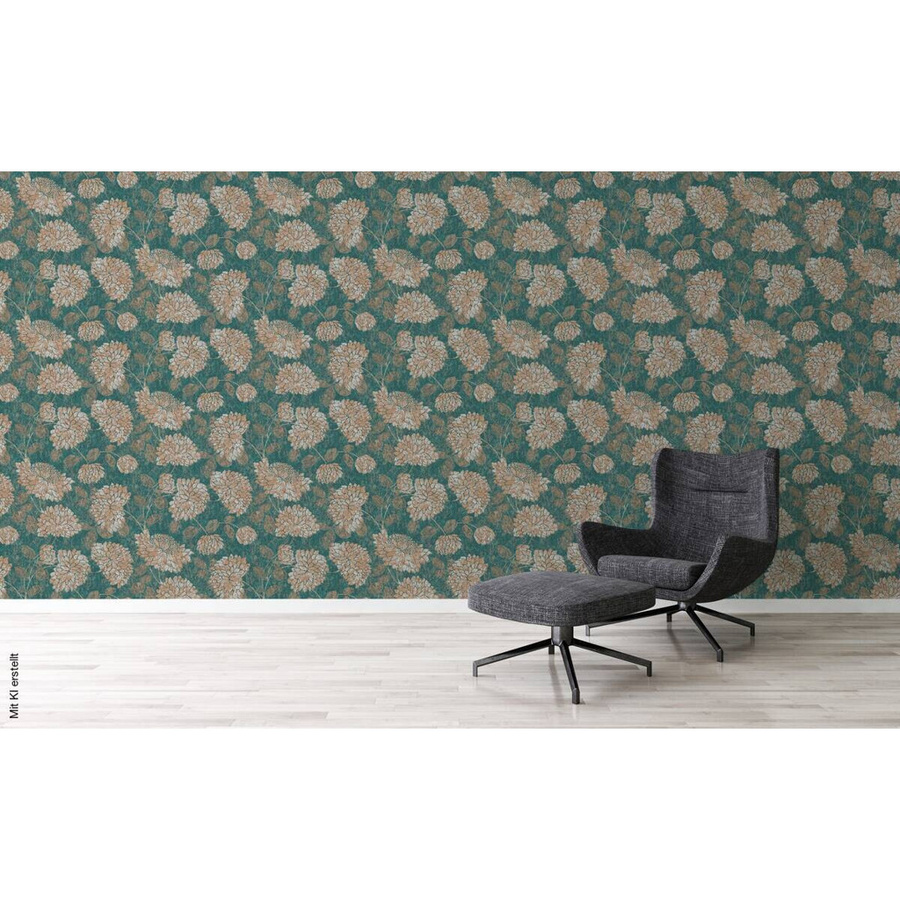 A.S. Création Vliestapete Attractive 2 Floral in Grün und Gold, B/L: 53 x 1005 cm - Bild 4