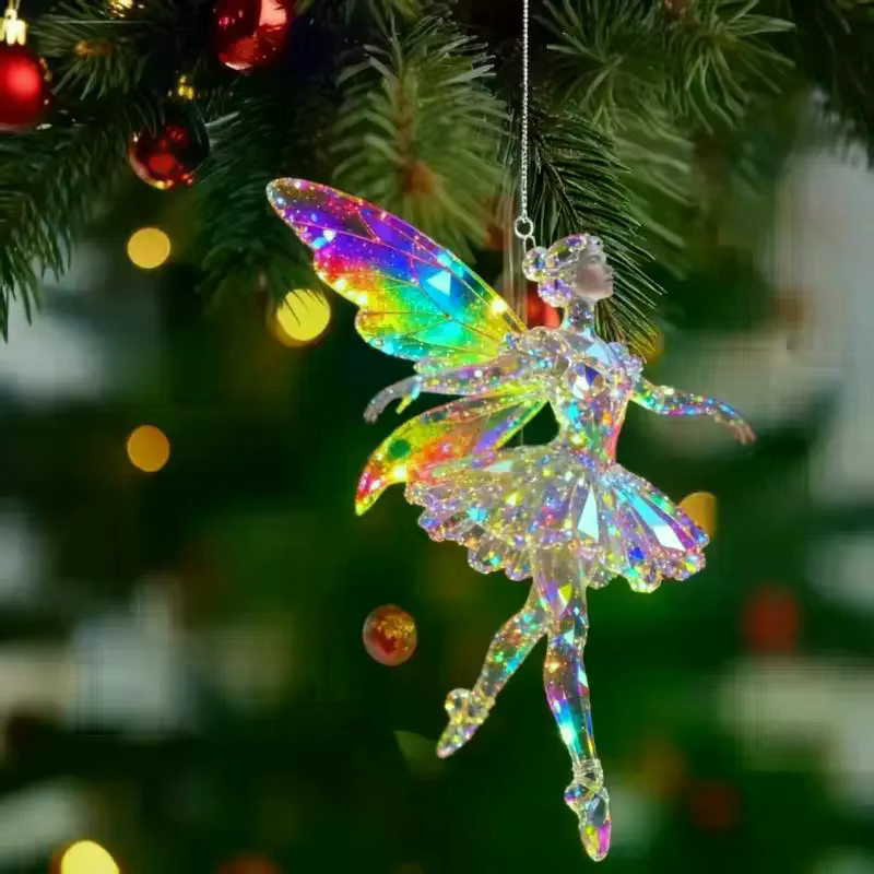 Funkelnder 2D Acryl Ballerina Anhänger als Weihnachtsbaum Schmuck und Auto Rückspiegel Dekoration in Mehrfarbig - Bild 2