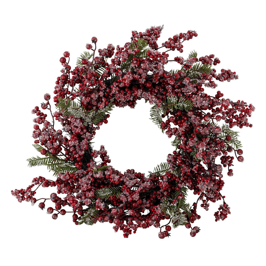 Bloomingville Weihnachtskranz mit roten Winterbeeren in Rot und Grün, Durchmesser: 51 cm - Bild 1