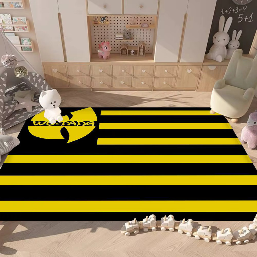 Potdemiel Bodenmatte Retro gestreift in Gelb rutschfest für Wohnzimmer und Küche - Bild 3