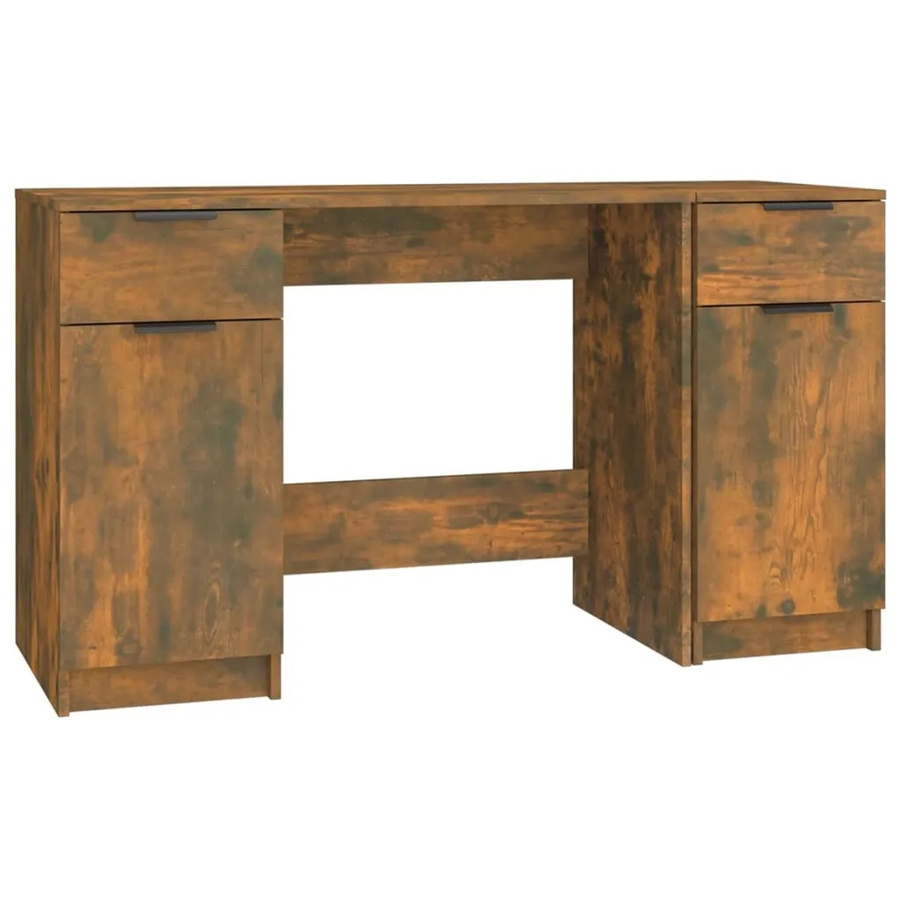 vidaXL Schreibtisch mit Beistellschrank aus Holzwerkstoff in Räuchereiche, Braun - Bild 2