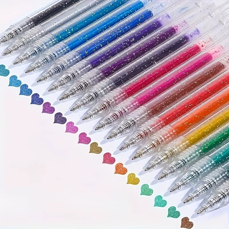 Glitzer-Kugelschreiber-Set in Multicolour aus Kunststoff mit 1,0 mm Stiftstärke für Tagebücher, Sammelalben und Kunstprojekte - Bild 2
