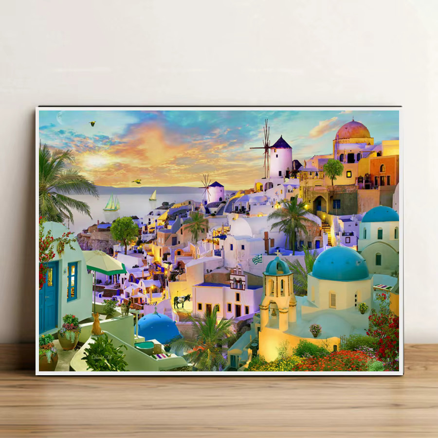 YUTTEE Diamantmalerei Set Santorini Griechenland Insel Landschaft Motiv in Multicolour, B/H: 30,0 x 20,0 cm - Bild 2