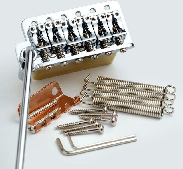 Guyker Gitarren-Tremolo-Brücke für Linkshänder in Silber mit Messingblock und Saitenabstand 10,8 mm - Bild 1