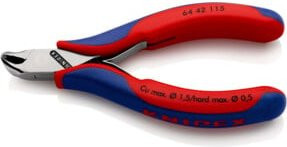 Knipex Elektronik-Vornschneider mit Mehrkomponenten-Hülle, Rot, 115 mm - Bild 1