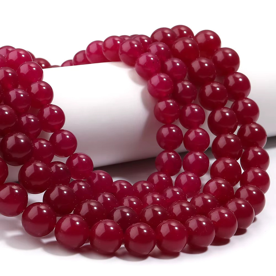 Louleur Edelsteinperlen Chalcedon, lila rot, rund, 4-12 mm - Bild 3