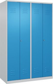 C+P PSA Doppel-Spind Classic PLUS mit 4 Abteilen, Lichtgrau und Lichtblau, B/T/H: 120 x 50 x 185 cm, mit Zylinderschloss - Bild 1
