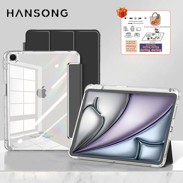 Hansong iPad Hülle Transparent Purple für iPad Air 11 Zoll 13 Zoll M2 Pro M4 sowie iPad 10. Generation und Mini 6 - Bild 1