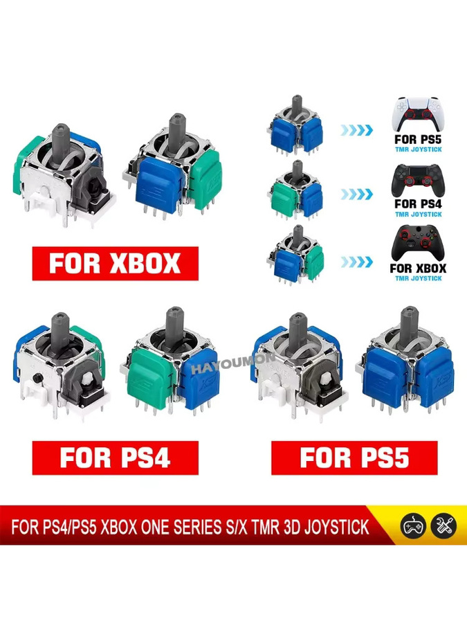 Royaldraid K-Silver TMR Elektromagnetischer Joystick für PS4 PS5 und Xbox Series S X Controller, Magnetischer 3D Analog-Stick mit Sensor, Farbe: Silber/Mehrfarbig - Bild 5