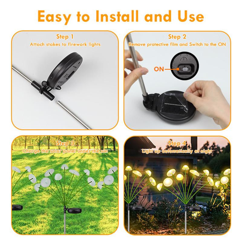 YWZT BEIMT Solar Quallen Schwinglichter mit 10 LEDs, Wasserdichte Garten-Solarleuchte in Weiß für Terrasse und Rasen, Warmweiß - Bild 3