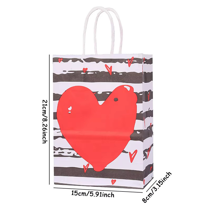 5 Stück weiße Geschenktüten mit Liebesherz aus Papier für Valentinstag, Hochzeit, Geburtstag oder Party-Dekoration - Bild 2