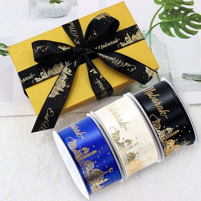 Goldenes Druckroller-Band für Eid Mubarak Festival Verpackungen, Breite: 2,5 cm, Länge: 4,57 m - Bild 1