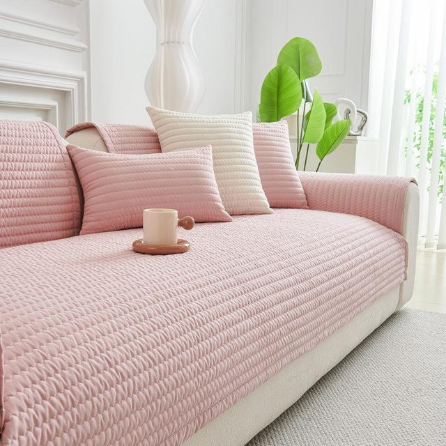 Rutschfester Baumwoll-Sofasitzbezug von Yiran Furniture in Pink, einfarbig, B/B: 90 x 90 cm - Bild 1
