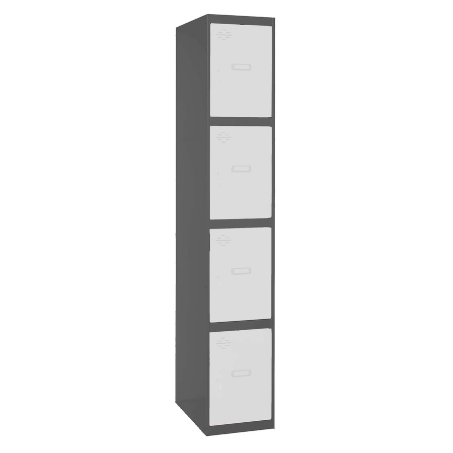 PROREGAL Spind AMEGO Schließfach Garderobe mit 4 Abteilen, Anthrazit-Weiß, H x B x T: 180 x 40 x 50 cm - Bild 2