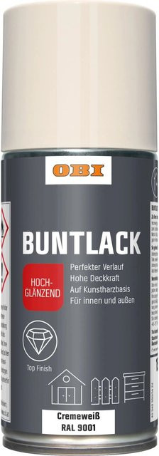 OBI Buntlack Spray RAL 9001 Cremeweiß hochglänzend 150 ml - Bild 1