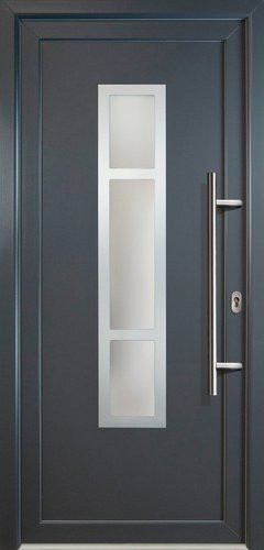 Meeth Kunststoff-Haustür Signum Exklusiv in Grau mit satiniertem Glaseinsatz und Titan-Optik, nach innen öffnend, ohne Türgriff, Höhe: 200,0 cm, Breite: 88,0 cm, Tiefe: 7,0 cm - Bild 1