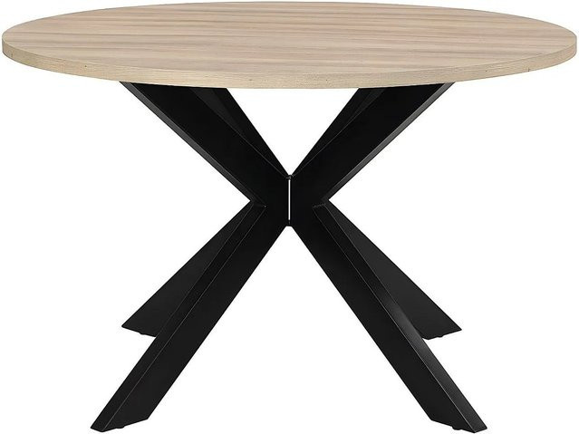 Vente-unique Esstisch Tilki in Eiche und Schwarz im Industriestil, B/T/H: 120 x 120 x 77,5 cm - Bild 1