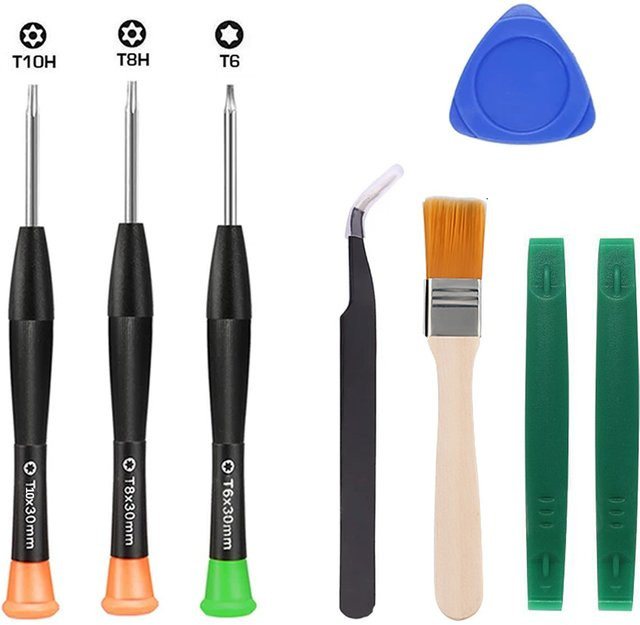 8-teiliges Karbeen Reparatursatz-Set für Xbox Series X/S, Xbox One Controller und Nintendo Switch OLED/Lite mit T6/T8H/T10H Schraubendrehern und Bürste, Multicolour - Bild 1