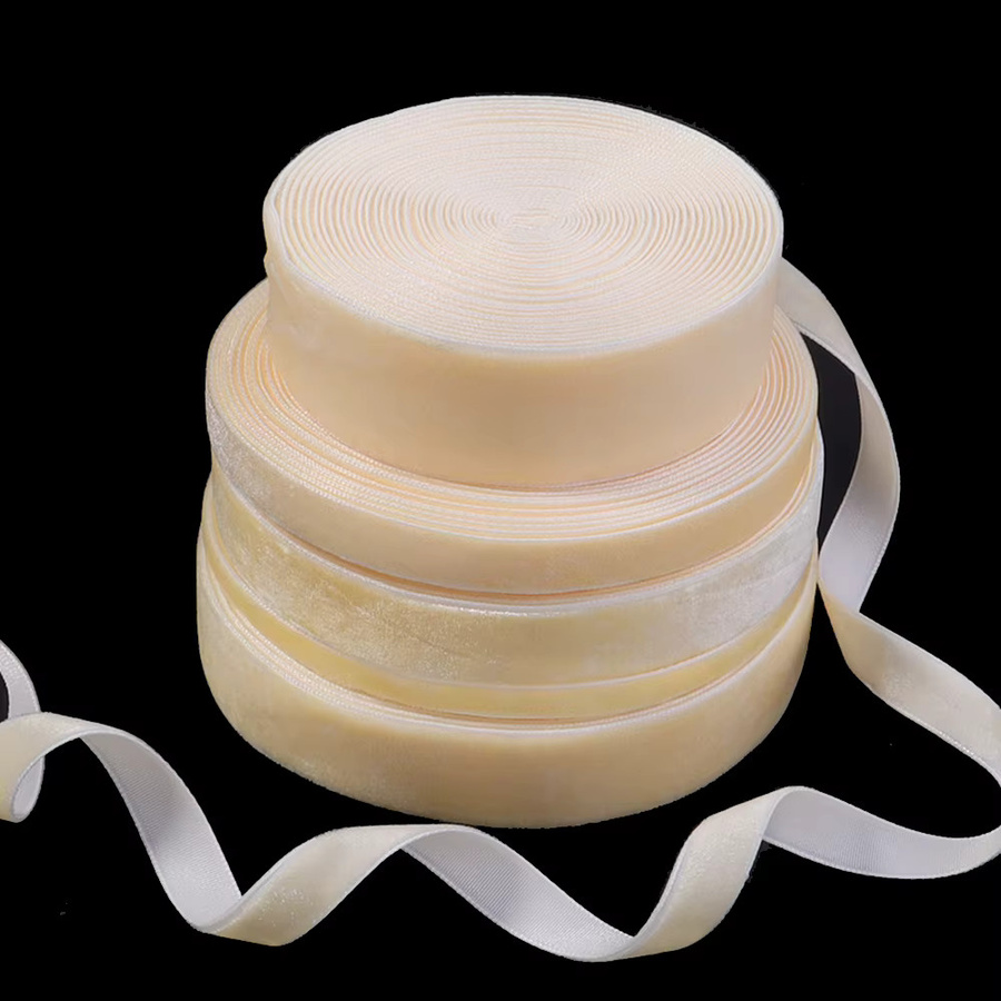 Beiges Samtbands mit Beflockung für DIY Geschenke und Dekoration, 5 bis 10 Yards pro Rolle - Bild 3