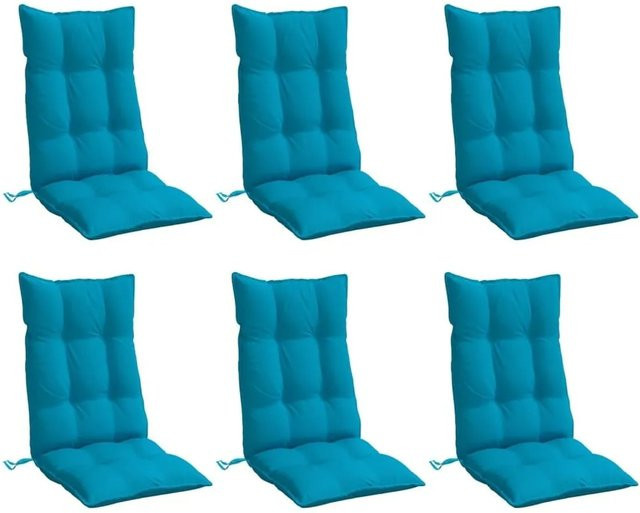 6er Set vidaXL Hochlehner-Auflagen aus wasserabweisendem Polyester in Hellblau - Bild 1