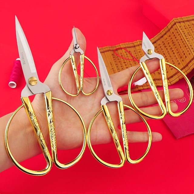 Edelstahl Schneiderschere in Gold für Handarbeiten und Stickerei im Vintage-Design - Bild 1