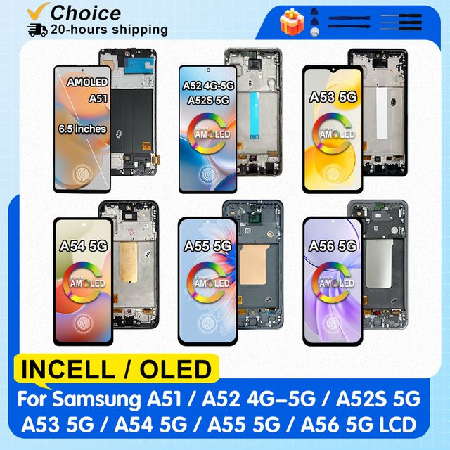 Samsung AMOLED Display mit LCD-Touchscreen-Digitizer für Galaxy A51, A52 4G, A53 5G, A54, A55, A56 5G Ersatzteil in Schwarz - Bild 1