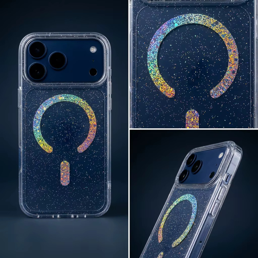 ZEAMAR Magnetische Handyhülle mit Glitzer-Effekt für iPhone 17 Air 16E 15 14 Plus 13 12 11 Pro Max, Transparent, MagSafe kompatibel - Bild 2