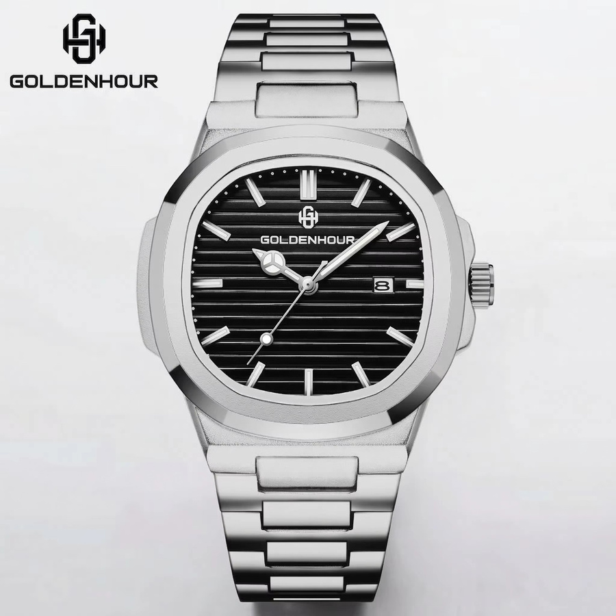 GOLDENHOUR Armbanduhr Quarz, Edelstahl, Eckig, Schwarz, Herren - Bild 6