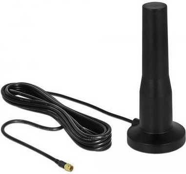 Delock LTE-Antenne 12586 Schwarz mit SMA-Stecker, 3-5 dBi, 12 cm starr omnidirektional, magnetischer Standfuß und 3 m RG-174 A/U Anschlusskabel für Outdoor-Einsatz - Bild 1