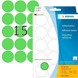 HERMA Klebepunkte Markierungspunkte aus FSC-Papier, Farbe: Grün, Durchmesser: 32 mm, 480 Stück - Bild 1