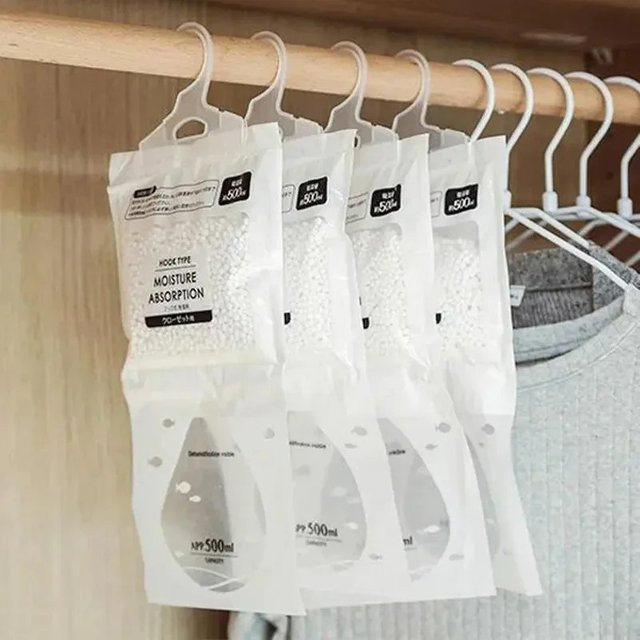 5/10 Stück Luftentfeuchter Beutel zum Aufhängen für Kleiderschrank und Kleidung zur Feuchtigkeitsabsorption - Bild 1