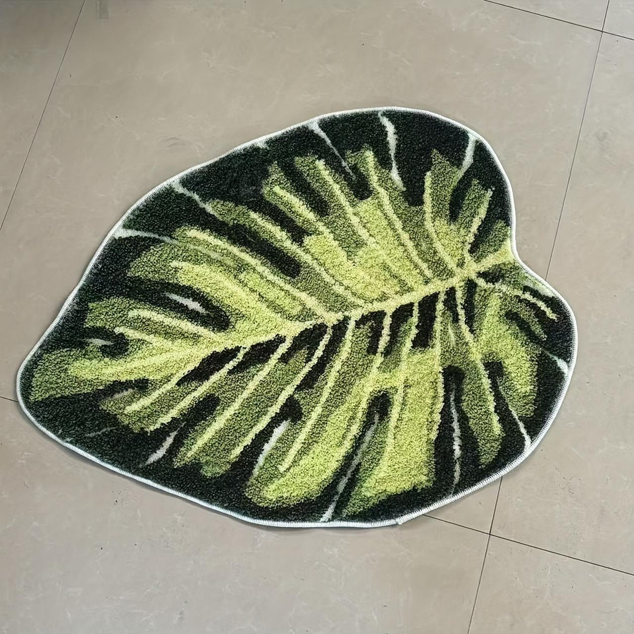 WTEMPO Bodenmatte aus Imitations-Kaschmir in Laubgrün, rutschfest und saugfähig, B/T: 80 x 50 cm - Bild 4