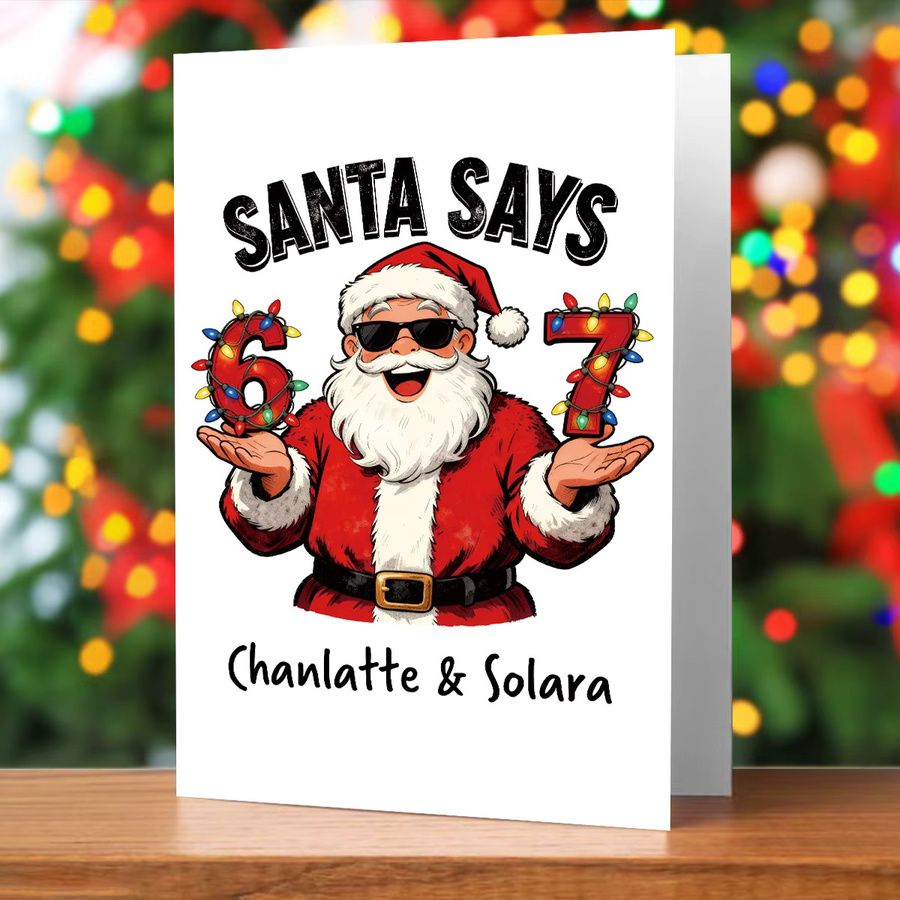 Weihnachtsgrußkarte mit individuellem Namen und lustigem Meme-Design in Mehrfarbig, innen leer für deine persönlichen Notizen - Bild 3