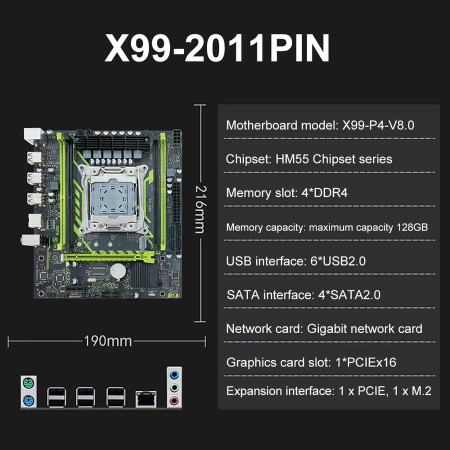 X99 P4 Gaming Computer Motherboard in Schwarz mit DDR4 Support für LGA 2011-3 E5 V3 V4 CPUs, PCIe x16 und NVMe M.2 Anschluss - Bild 5