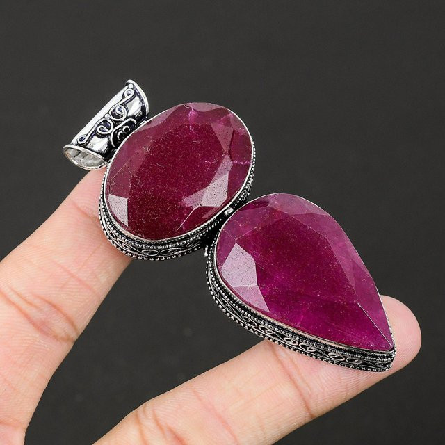 JewelryMart Anhänger, 925 Silber, Rubin, Rot, Damen - Bild 1