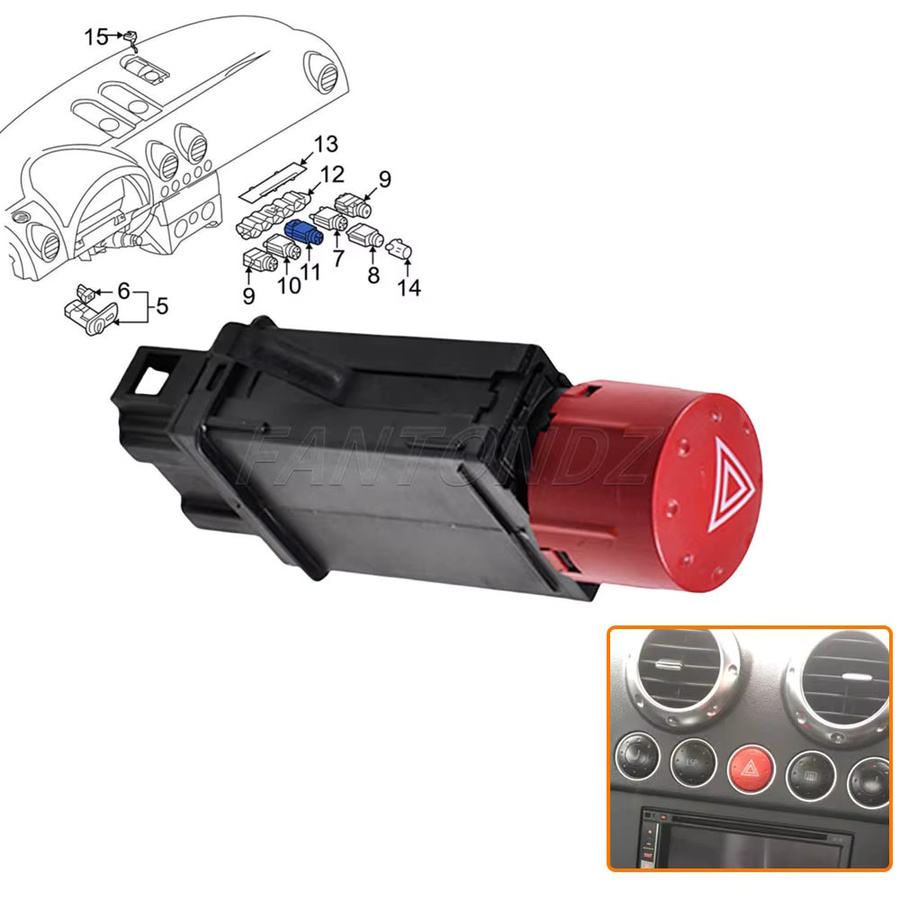Notfall-Warnblinklichtschalter für Audi TT MK1 8N 1998-2006, Blinkerrelais Steuerschalter 8N0941509B - Bild 4