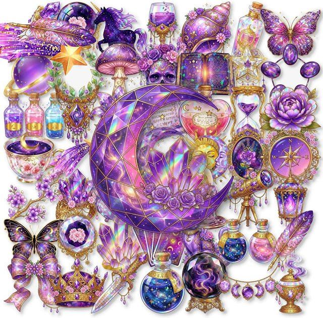 Charile Magische Kristall-Kunst-Aufkleber, Transparent, Lila, 10-teiliges Set - Bild 1