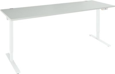 Schäfer Shop Genius Schreibtisch AERO FLEX elektrisch höhenverstellbar mit T-Fuß und Memorypanel, Breite: 200 cm, Farbe: Lichtgrau/Weißalu - Bild 1