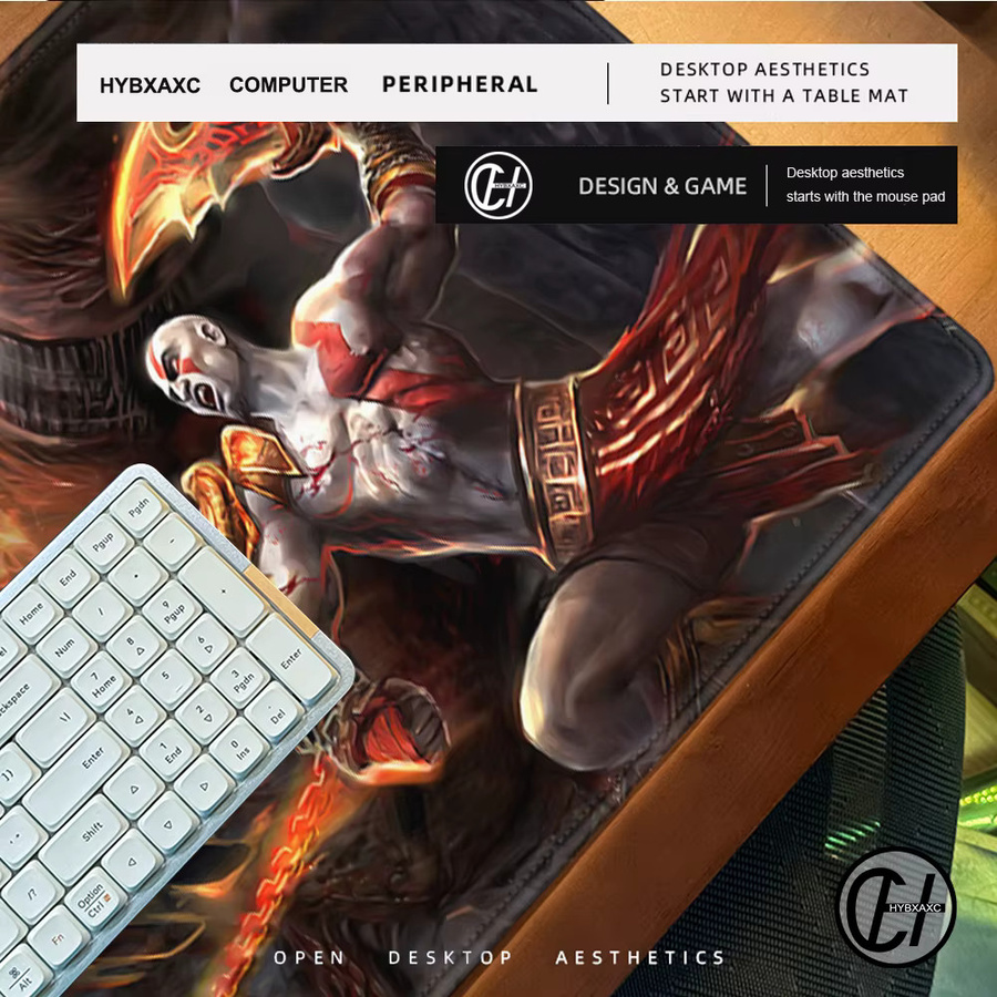 Rutschfestes God of War Mauspad von HYBXAXC in Multicolour als große Schreibtischunterlage für deinen PC - Bild 5
