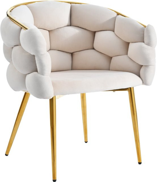 Aosom Esszimmerstuhl mit Samtbezug in Beige und Goldglanz, B/T/H: 70 x 47 x 80 cm - Bild 1