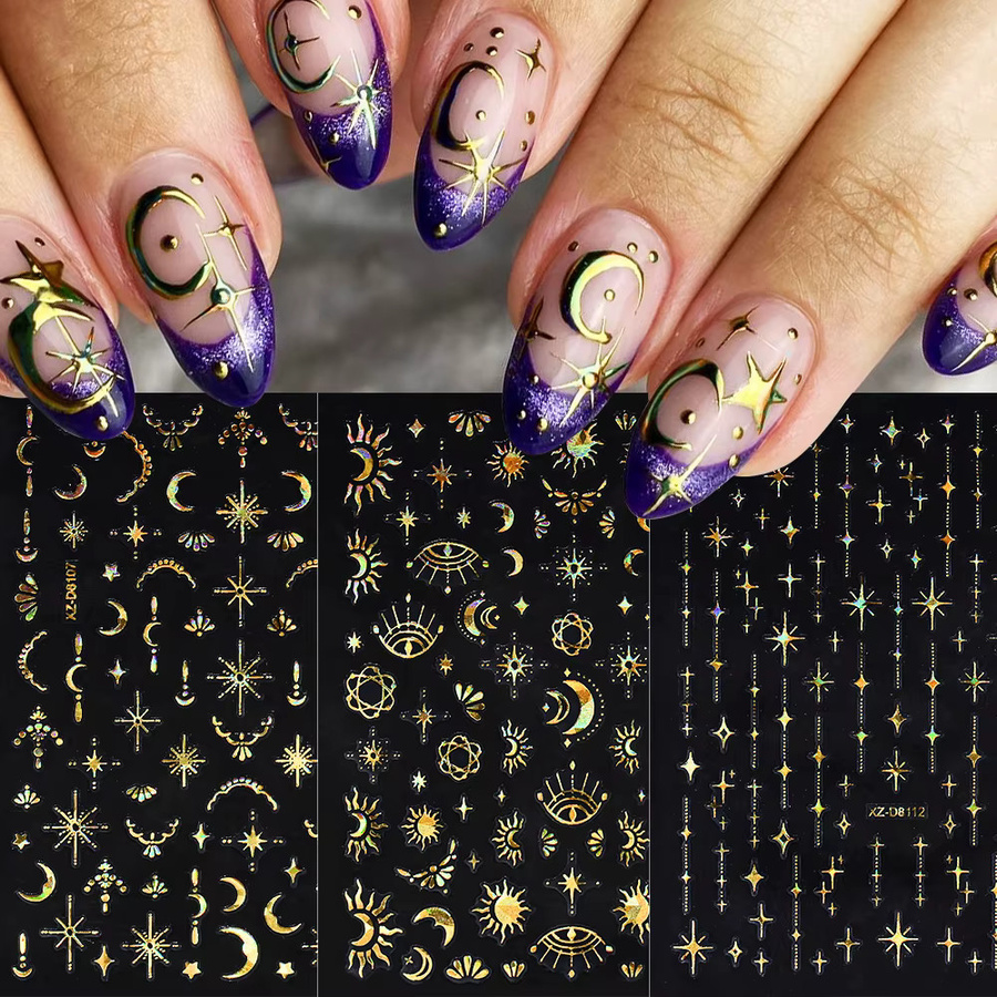HotPress Nail Art Aufkleber, Gold, Metallic, 12 Stück - Bild 2