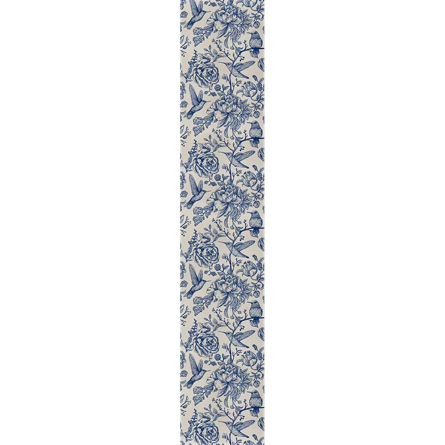 ZZN Tischläufer aus Leinen mit Vogel- und Blumenmuster in Blau/Mehrfarbig, B/H: 183 x 33 cm - Bild 3