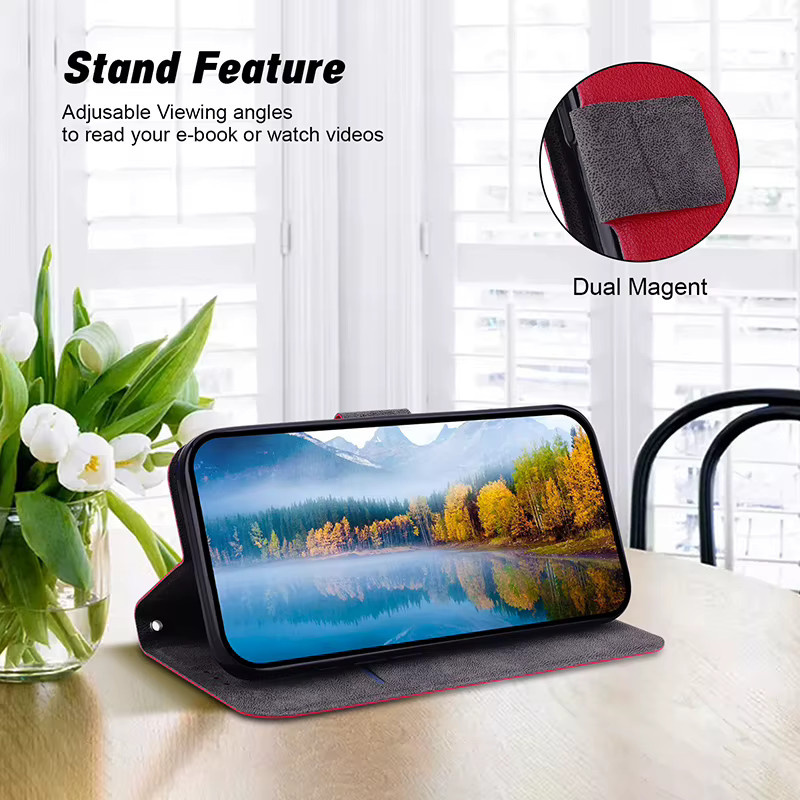 Magnetische Leder-Handyhülle Wallet Case für Motorola E20 E30 E40 E7I Power E6 Play E7 Plus E22i E13 E6i E6S in Schwarz - Bild 3