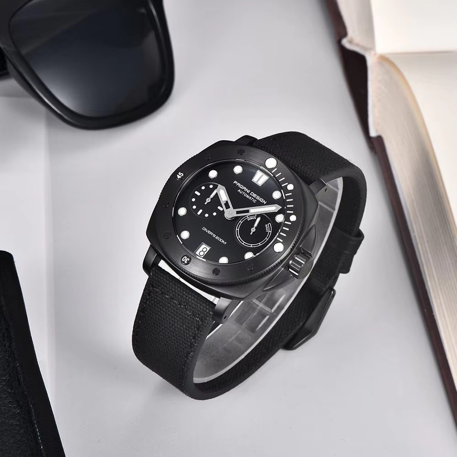 Pagani Design Taucheruhr, Automatik, Edelstahl, Saphirglas, Herren, Schwarz - Bild 3