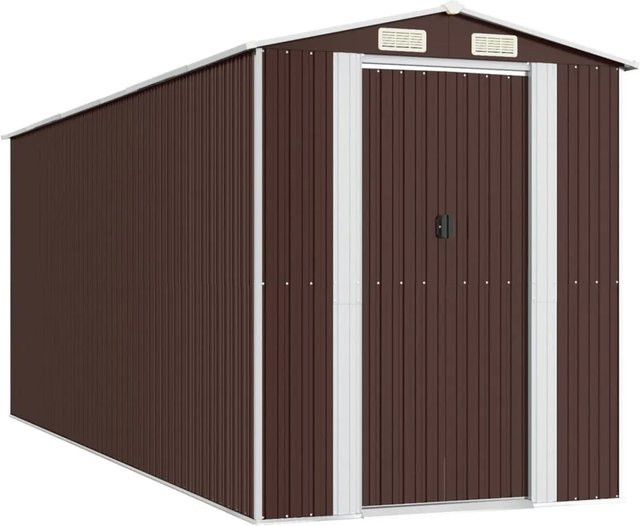 vidaXL Geräteschuppen aus verzinktem Stahl in Dunkelbraun, H x B x T: 223 x 192 x 523 cm - Bild 1